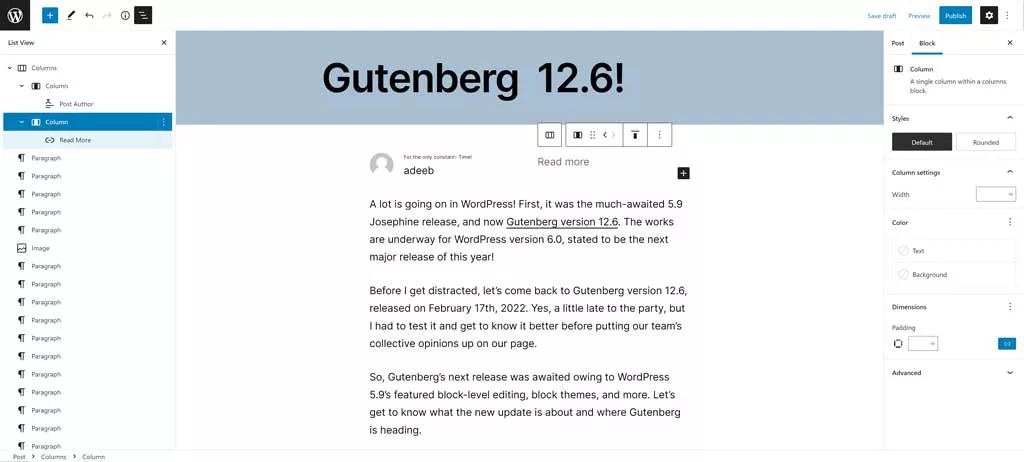 Image: 2 New Block with Gutenberg 12.6