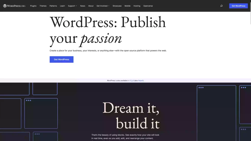 Image: WordPress Homepage - New Design