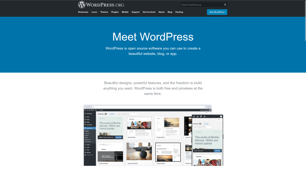 Image: WordPress Homepage - Old Design