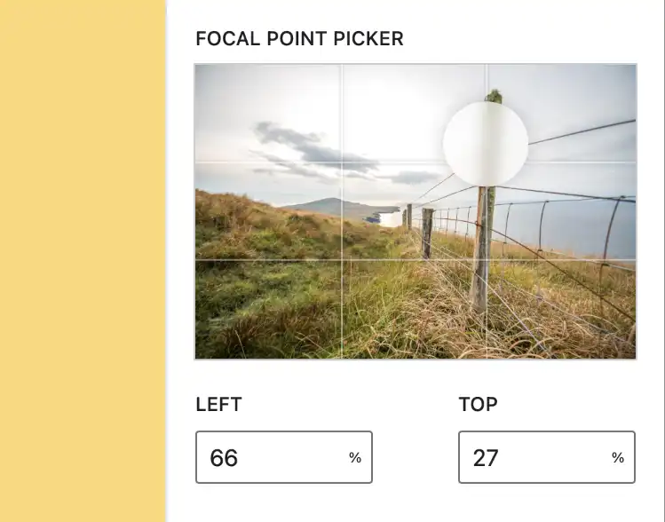 Image: Focal Point picker in WordPress Gutenberg 14.6 release