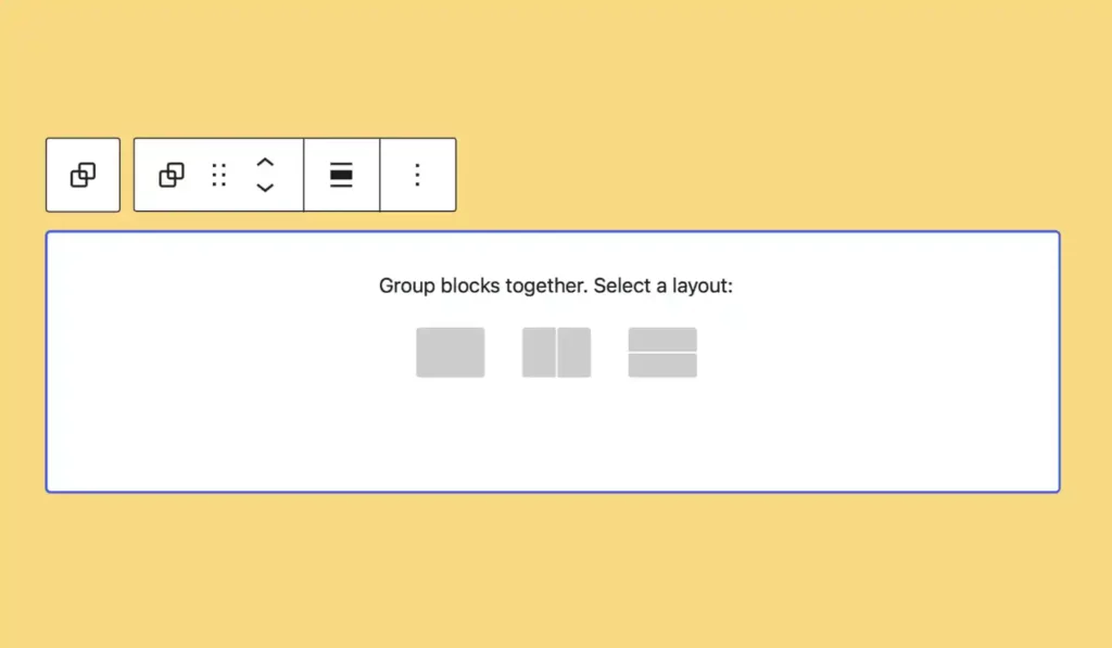 Image: Gutenberg 14.6 Variation picker in Group block