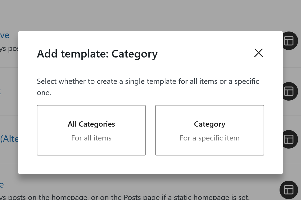 Image: Adding a New Category Template Using Block Editor