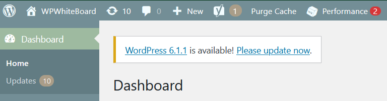 Image: WP Dashboard Update Popup