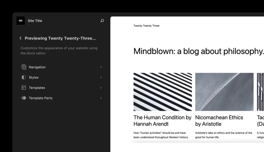 Image: Preview for block themes in Gutenberg 15.8