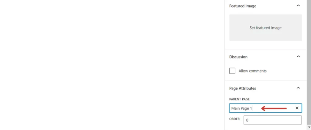 Image: Assigning a Parent Page in WordPress