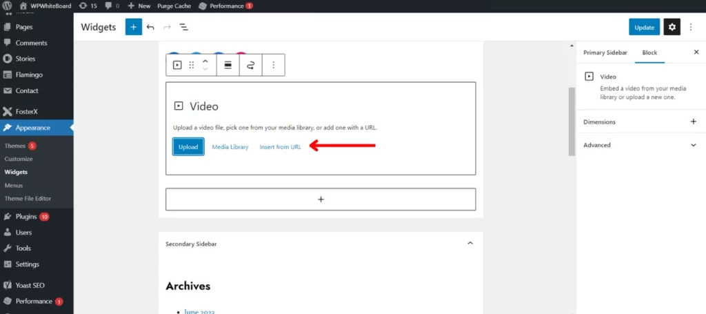 Image: Ways to embed a video in a sidebar with widgets.