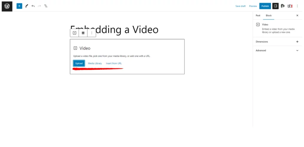 Image: 3 Methods to upload a video with the Video Block
