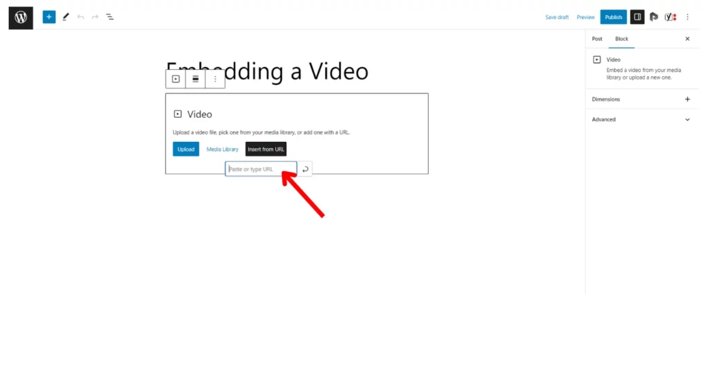 Image: Upload a video by Inserting a URL